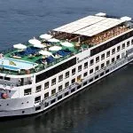 An aerial view of the Jaz Crown Prince Nile Cruise ship.