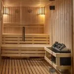 A relaxing and beautifully crafted wooden sauna room, part of the wellness facilities aboard the Sindbad Nile Cruise.