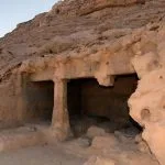 Entrance to the rock-cut Tomb of Khnumhotep III at Beni Hasan, Egypt.
