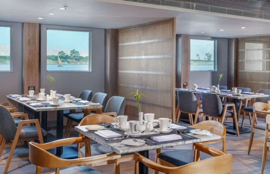 Dining room on the Historia Nile Cruise.