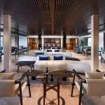 Luxury Nile cruise ship interior lounge and dining area with modern furnishings.
