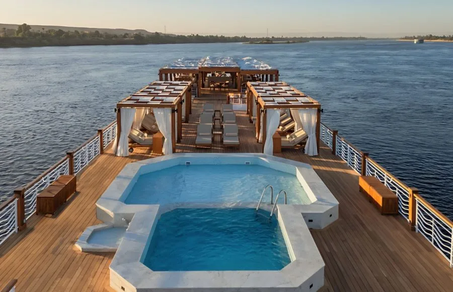 Swimming pool on the sundeck of the Jaz Senator Nile Cruise.