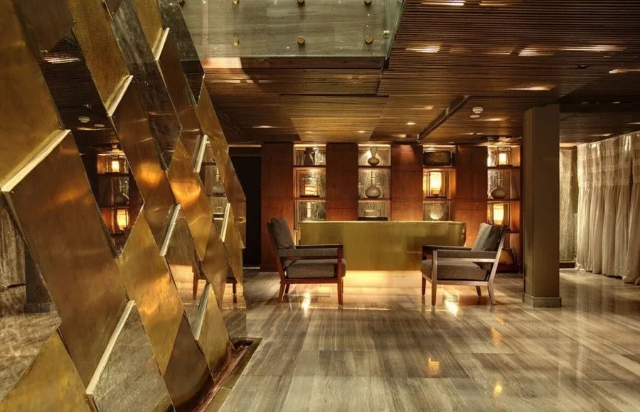 Modern and luxurious reception lobby of the MS Sanctuary Nile Adventurer.