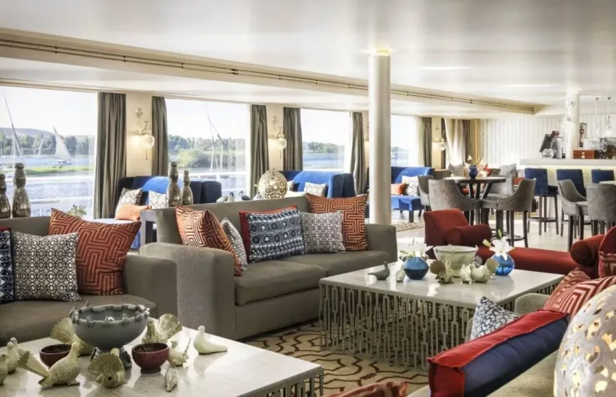 Spacious lounge on the Sanctuary Sun Boat IV Nile Cruise.