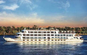 Sanctuary Sun Boat IV Nile Cruise ship sailing on the Nile River.