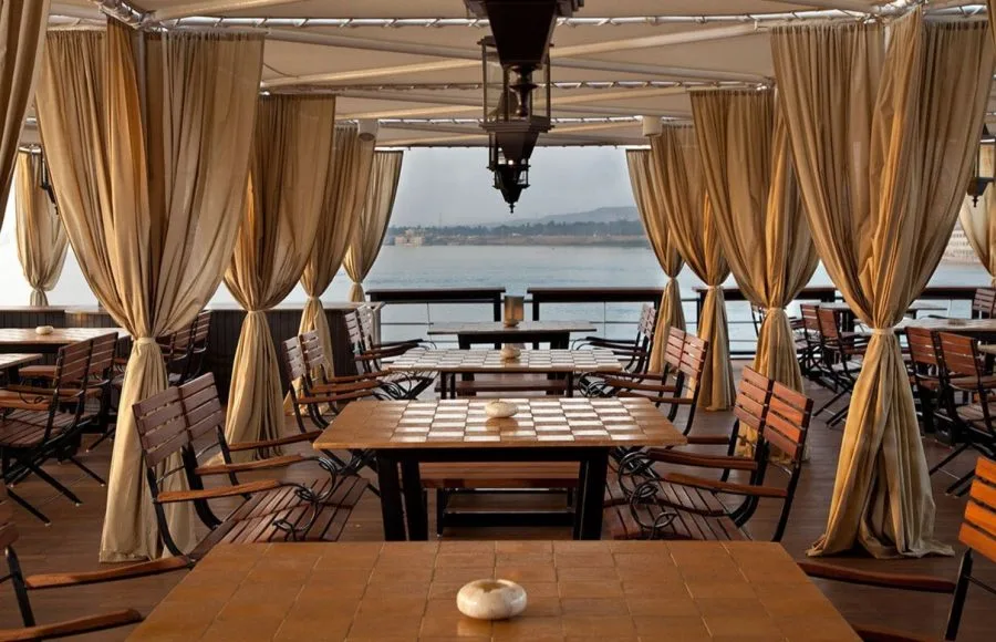 Covered outdoor restaurant on the Sanctuary Sun Boat IV Luxury Nile Cruise.