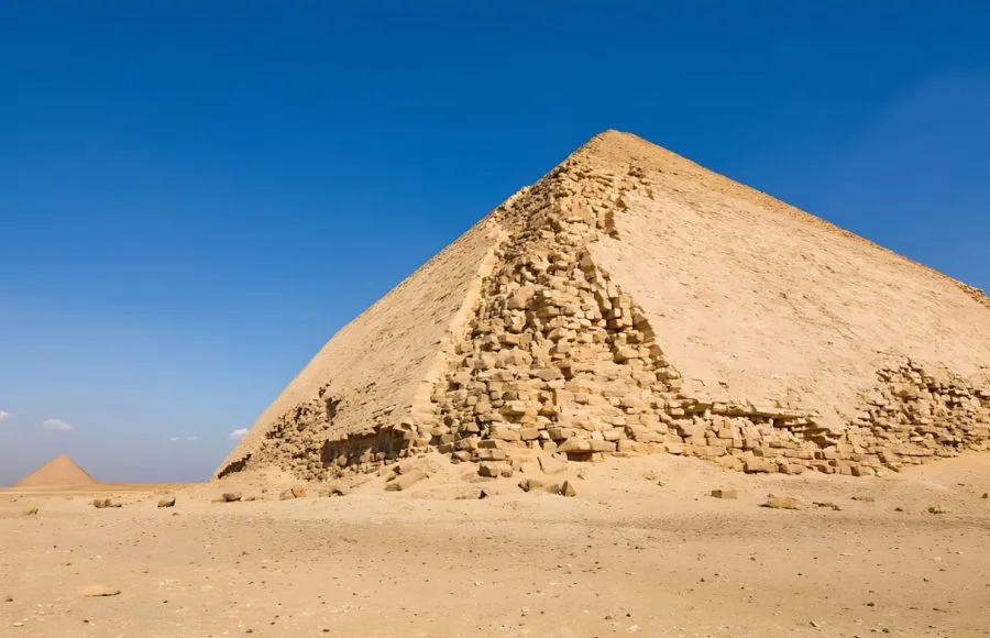 The distinct and imposing Bent Pyramid, a fascinating ancient Egyptian monument in the historic Dahshur necropolis.
