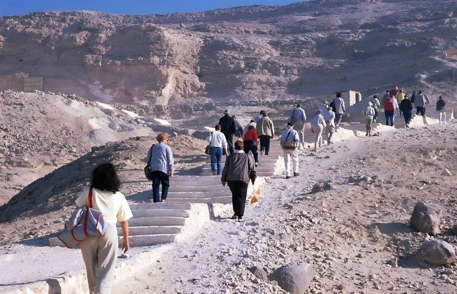 Tourist-Group-Going-To-The-Tombs-At-Beni-Hassan