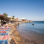 Dahab-Sinai-Peninsula-Gulf-Of-Aqaba-Egypt-Sunbeds-On-Beach