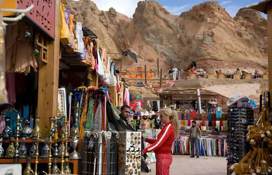 European-Woman-Shopping-In-Sharm-El-Sheikh-Market-Egypt