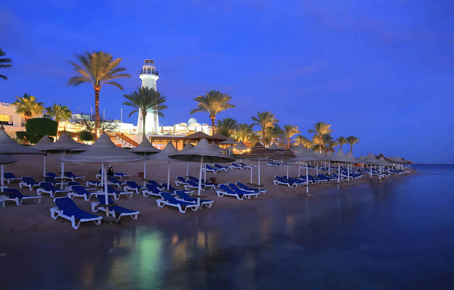 Beach resort in Sharm El Sheikh at evening.