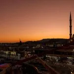 Panoramic-Top-View-Of-Al-Sahab-Mosque-And-Old-Town-At-Sunset-Sharm-El-Sheikh
