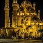 People-Walk-In-Front-Of-The-Al-Sahaba-Mosque-At-Night-Sharm-El-Sheikh