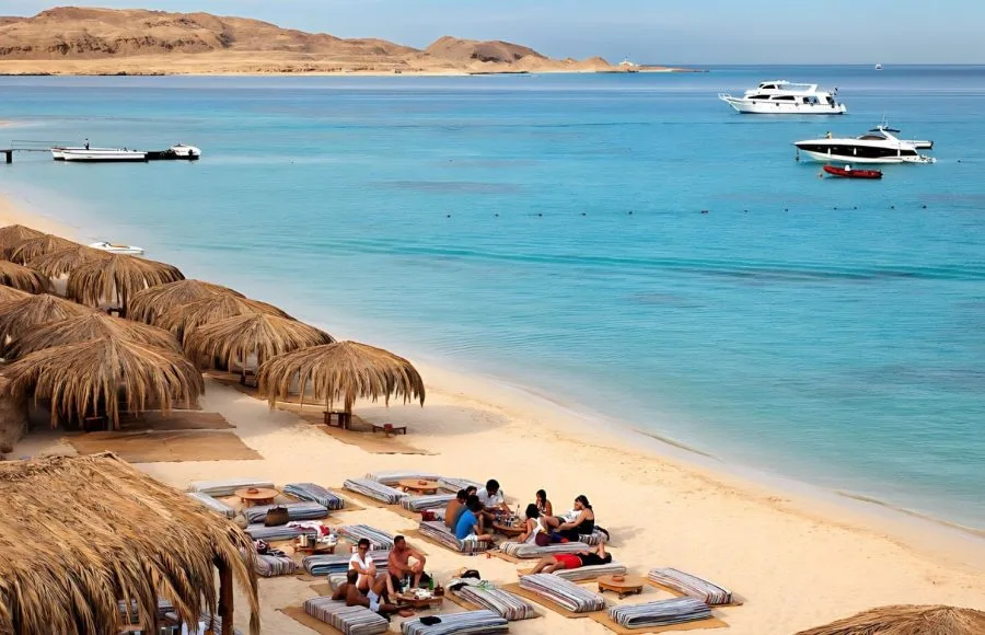 People-at-beach-on-pillow-seats-Beach-Mahmya-Giftun-Island-Hurghada