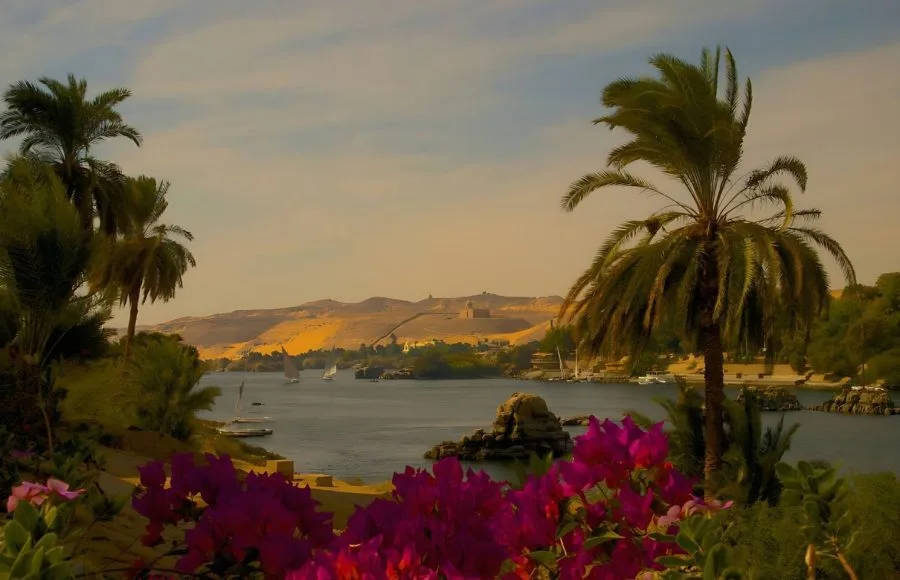 View-Over-Nile-River-With-Mausoleum-Of-Aga-Khan