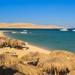 view-palm-sunshades-beach-and-some-yachts-Mahmya-island