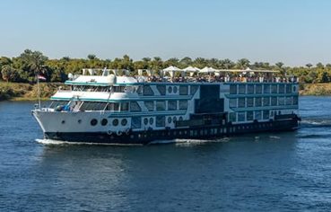 A 5-star ship sailing on the Nile River, representing the Best Luxor and Aswan Nile cruise from Cairo.