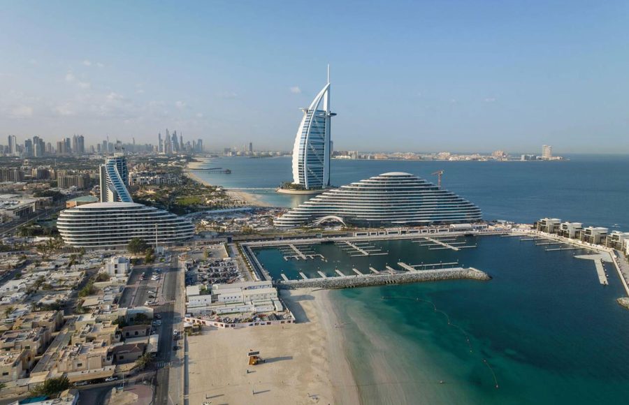 Aerial-view-of-Burj-Al-Arab-Hotel-Dubai-United-Arab-Emirates
