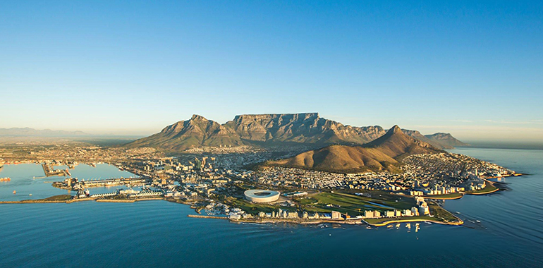 Aerial view of Capetown in South Africa