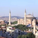 Aerial-view-of-Hagia-Sophia-domes-and-minarets-Sultanahmet-district-and-Camlica-Mosque-on-Camlica-hill