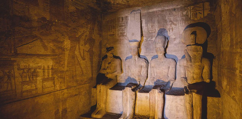 Ancient Egyptian Drawing On The Walls Of The Great Temple At Abu Simbel Egypt