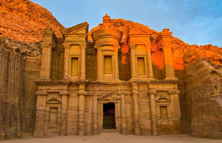 Ancient-tomb-Ed-deir-in-the-rock-Petra-Jordan
