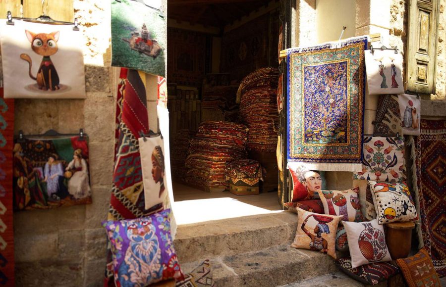 Antalya-Turkey-Traditional-textile-shop-in-Old-Town-market