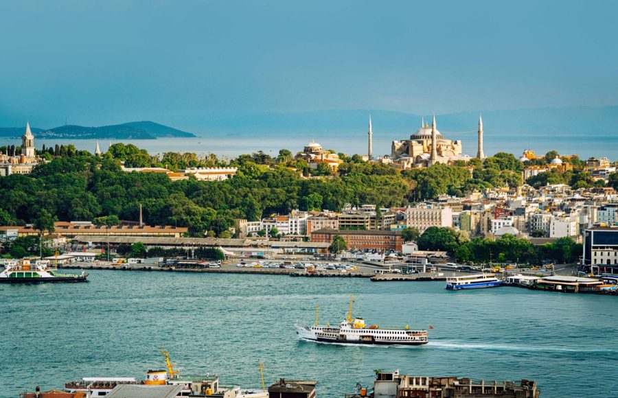 Beautiful-Aerial-View-of-Istanbul-with-Historic-Buildings-and-Bosphorus