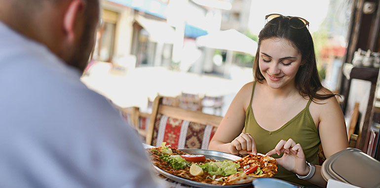Beautiful Woman Looking Excited Before Trying Traditional Turkish Dish