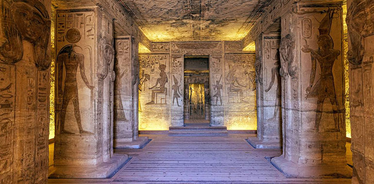 Beautiful Carvings And Statues Inside Nefertari Temple In Abu Simbel Temple Egypt