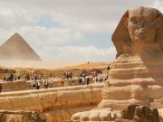The majestic Sphinx guards the Cairo pyramids as part of an unforgettable Cairo and Aswan Tour
