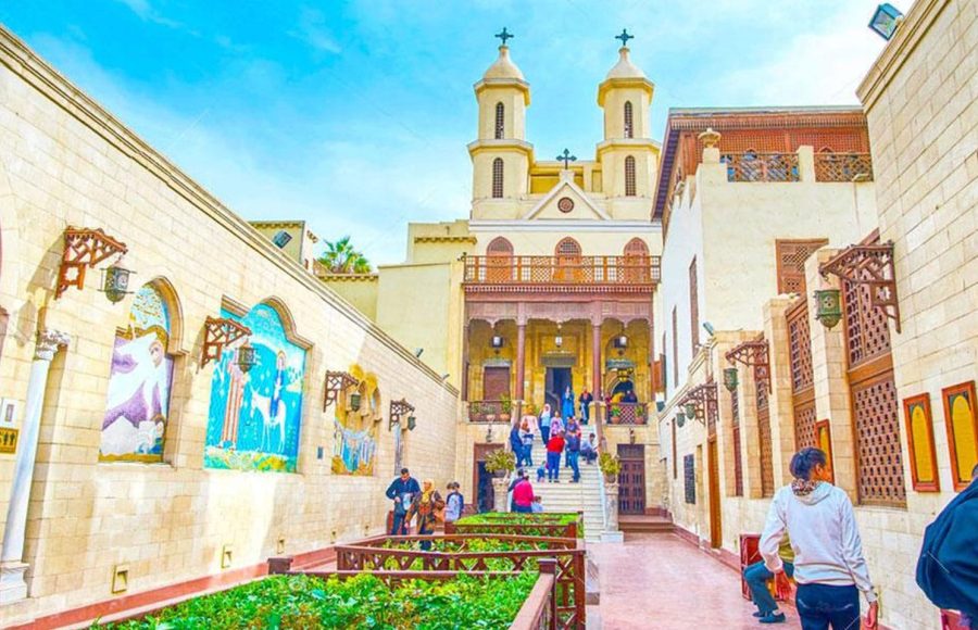 The beautiful entrance of the Hanging Church in Cairo churches tour highlights the unique architecture of historic Coptic Cairo