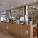 Cruise ship buffet line and dining area