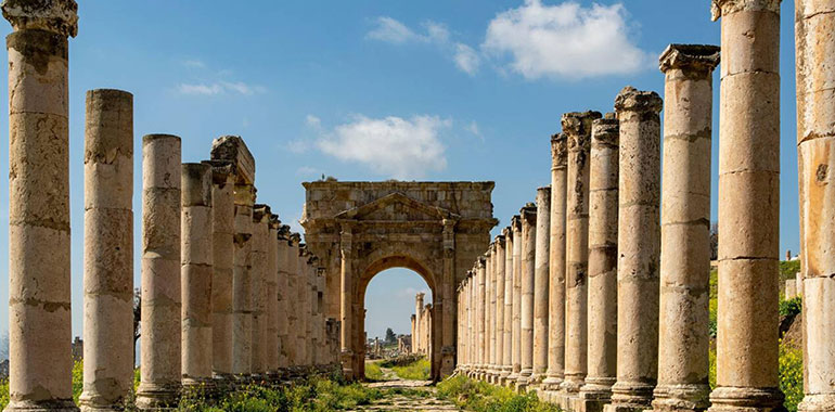 Colonnaded Cardo and North Tetrapylon Roman Town of Gerasa Jordan