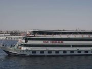 Commodore Nile Cruise ship sailing on the Nile River in Egypt.