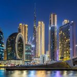 Dubai-Burj-Khalifa-skyline-tallest-building-in-the-world-at-twilight-downtown-in-United-Arab-Emirates