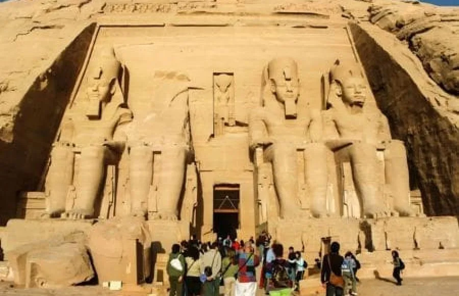 Journey on inspiring Egypt trips from Kuwait to witness the monumental beauty of the Abu Simbel Temples carved into the mountainside.