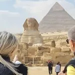 Tourists admiring the Sphinx during a Saqqara Step Pyramid tour