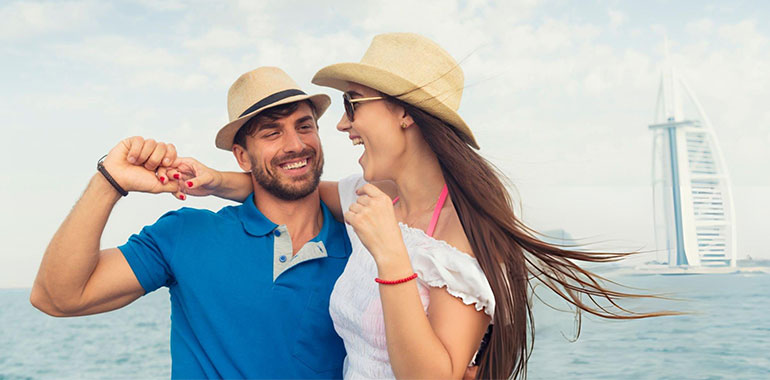 Happy tourists in Dubai
