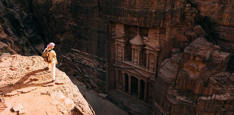 Hiker Reached Top Of The Mountain And Watching Sunset