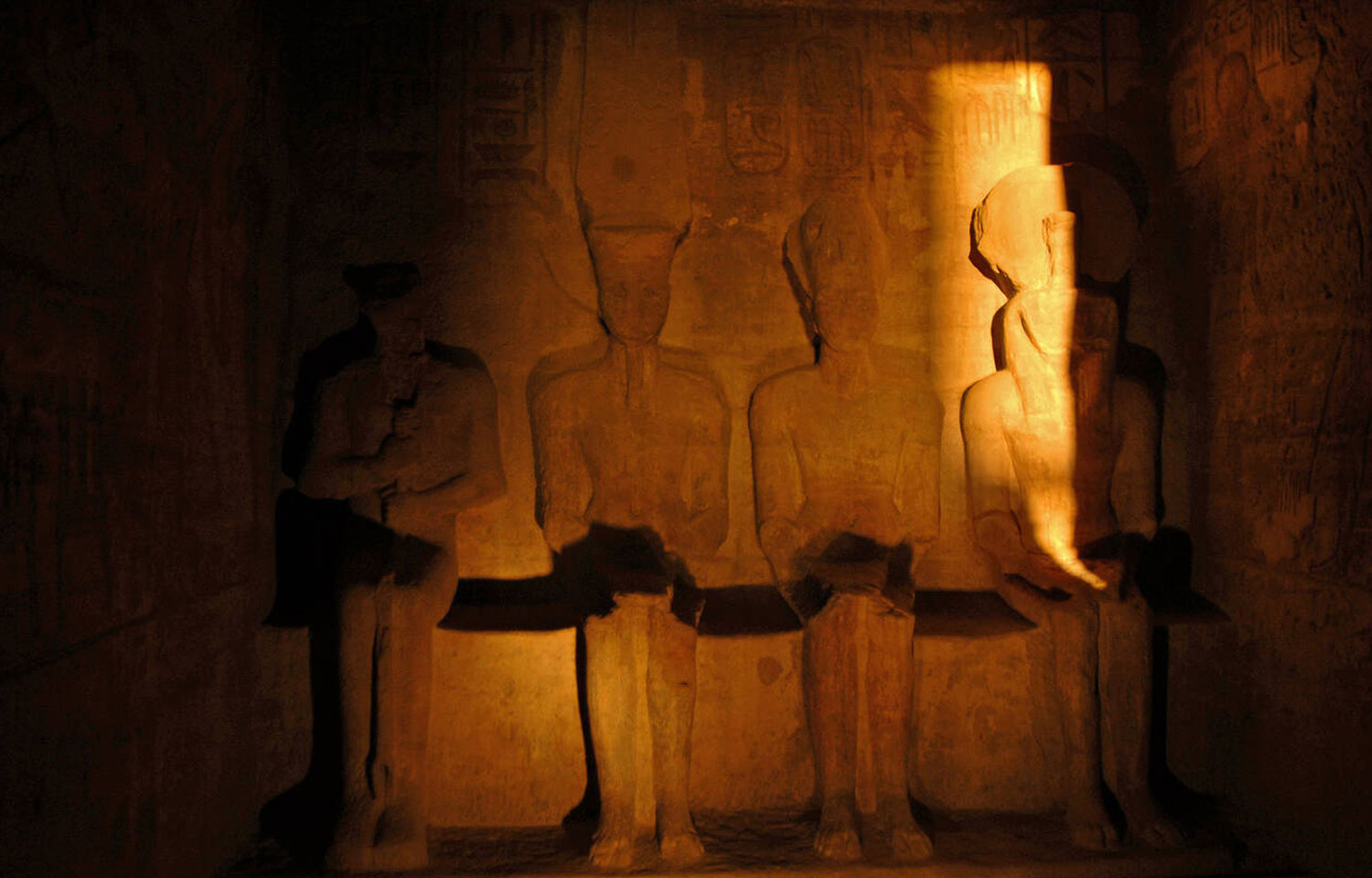 Inside the Abu Simbel temple of Ramses II Egypt during the sun festvial