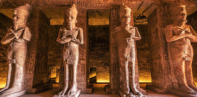 Inside the ancient Egyptian temple of Ramses II at Abu Simbel Egypt