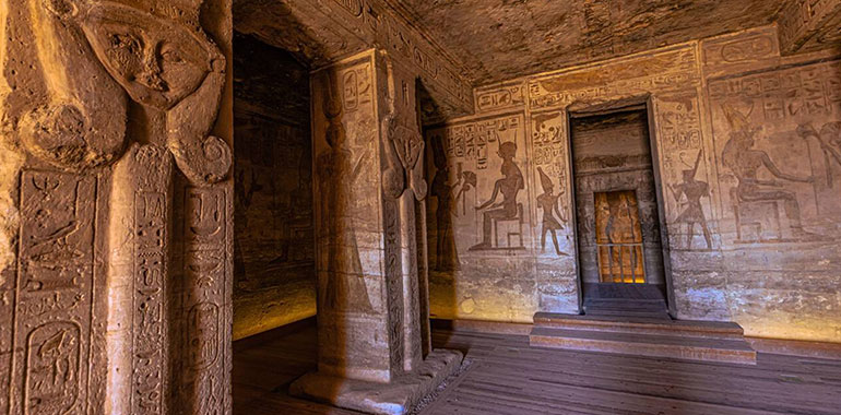 Inside The Great Ancient Egyptian Temple Of Nefertari At Abu Simbel Egypt