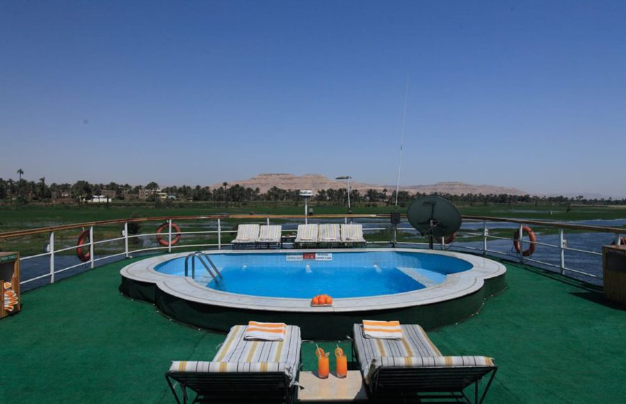 Swimming pool on the sundeck of the Iberotel Amara Nile Cruise.