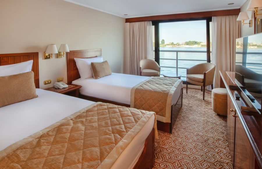 Twin-bedded cabin on the Jaz Celebrity Nile Cruise.