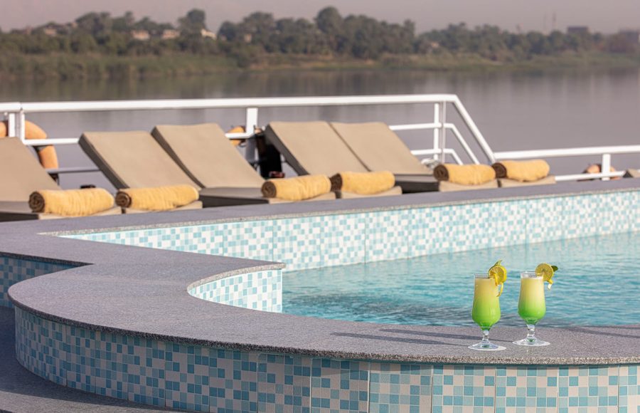 A view of the pool from the side on the Jaz Celebrity Cruise.