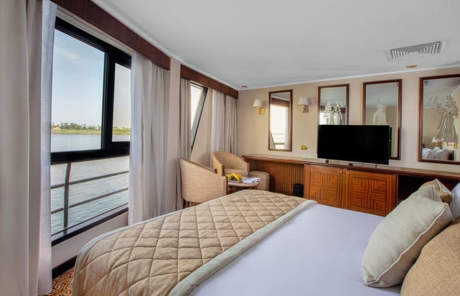 A luxurious suite on the MS Jaz Celebrity Nile Cruise.