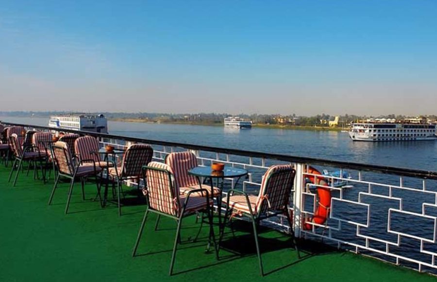 Side view of the sundeck on the Iberotel Helio Nile Cruise.