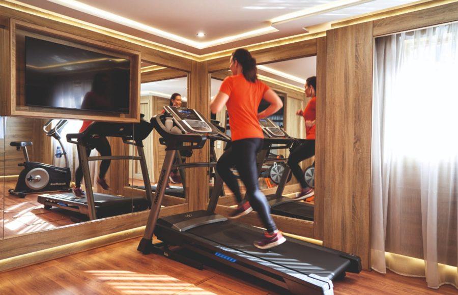 The gymnasium on the Jaz Imperial cruise ship.