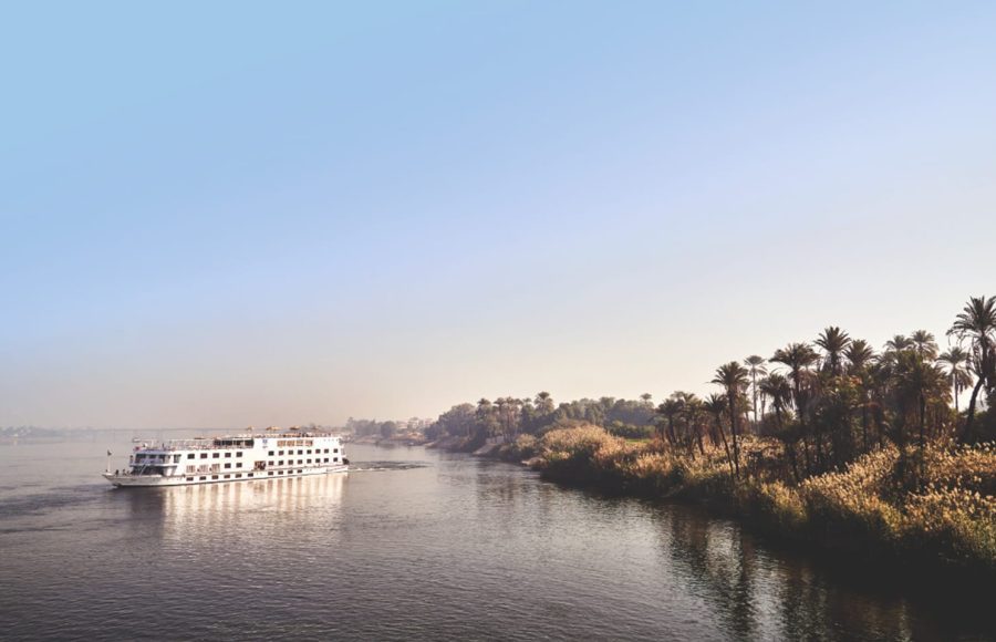 The Jaz Imperial Nile Cruise ship sailing on the river.